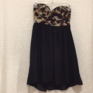 Wet Seal XS Mini halter dress Black Leopard print